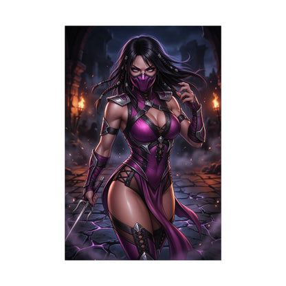 Mileena Mortal Kombat Poster Fighter Woman Wall Art Masked Warrior Girl Print Fighting Game Character Gaming Room Decor Gift
