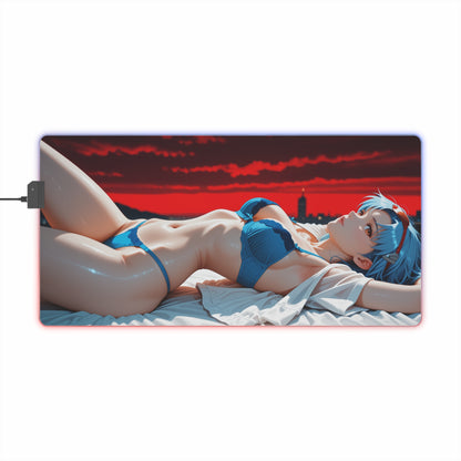 Килимок для столу Rei Ayanami – світлодіодний RGB-підсвітлювальний килимок, ігровий комплект із зображенням дівчини з аніме Waifu