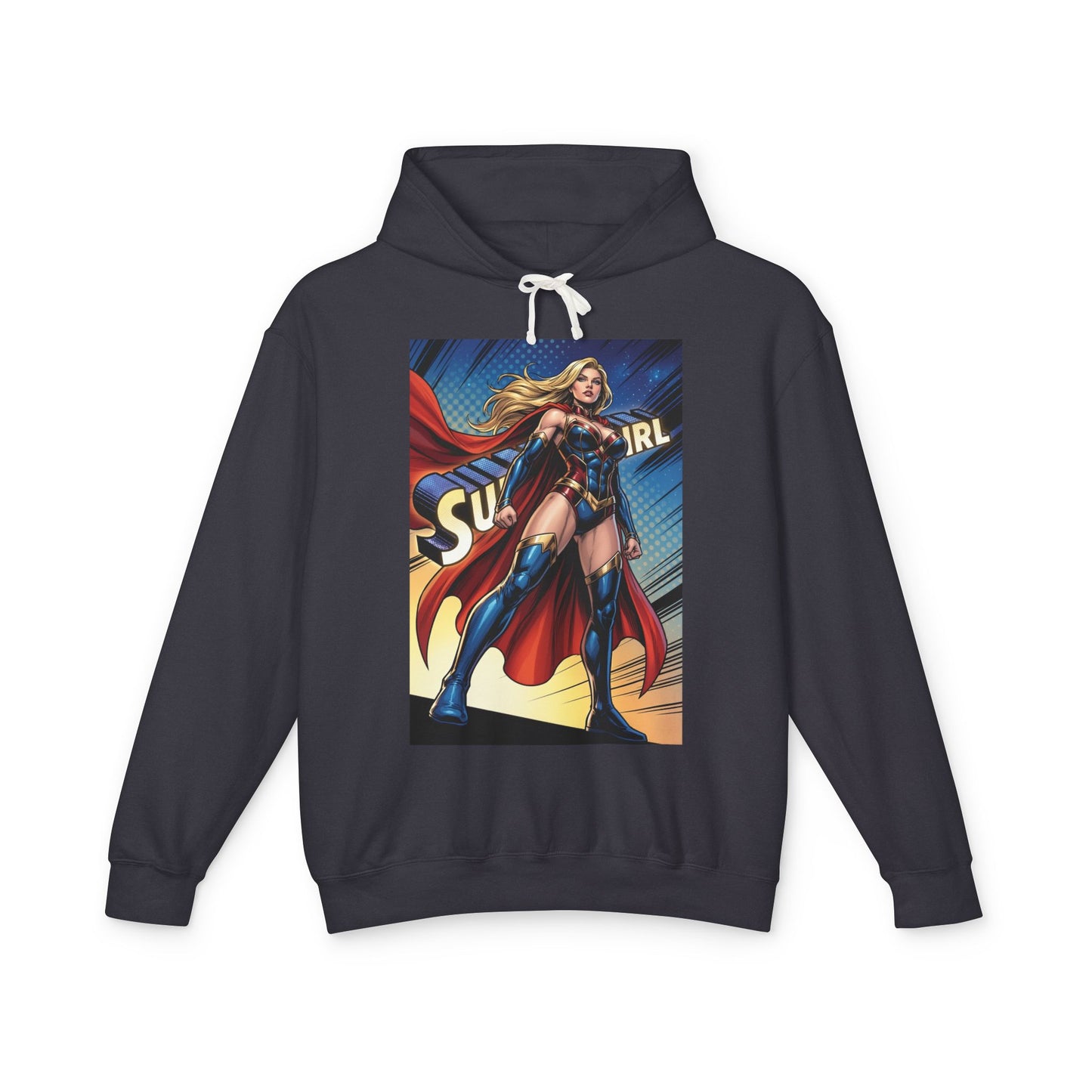 Supergirl Hoodie | DC Superhero Hoodie | Girl of Steel Pullover - navy streetwear pullover with bold comic Supergirl graphic