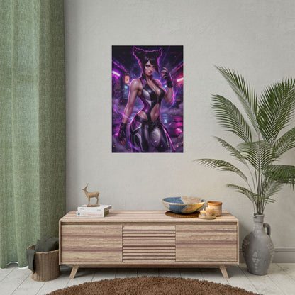 Juri Han Street Fighter Poster Anime Fighter Woman Wall Art Purple Hair Girl Print Fighting Game Character Gaming Room Decor Gift
