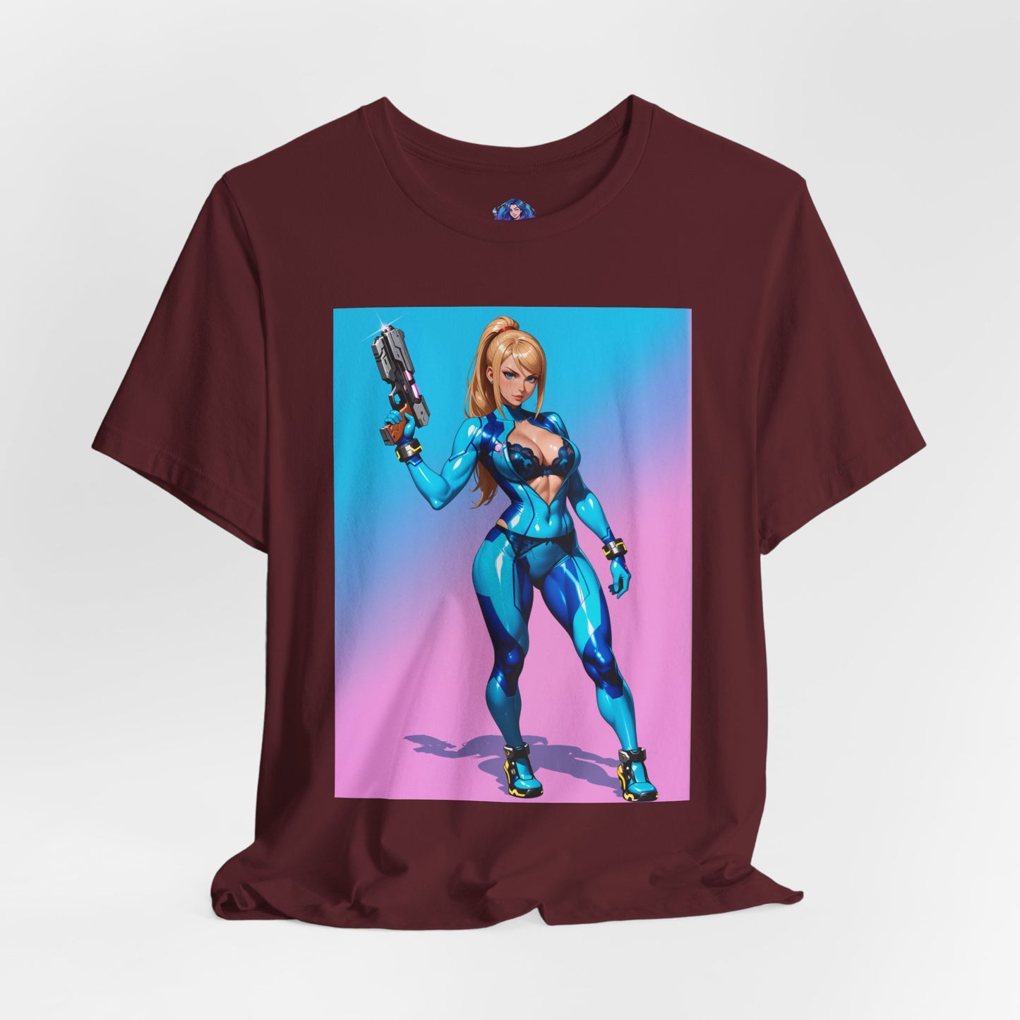 Samus Aran Grafik-T-Shirt | Sci-Fi-Kopfgeldjäger-T-Shirt für Gamer | Anime-Kriegerinnen-Shirt