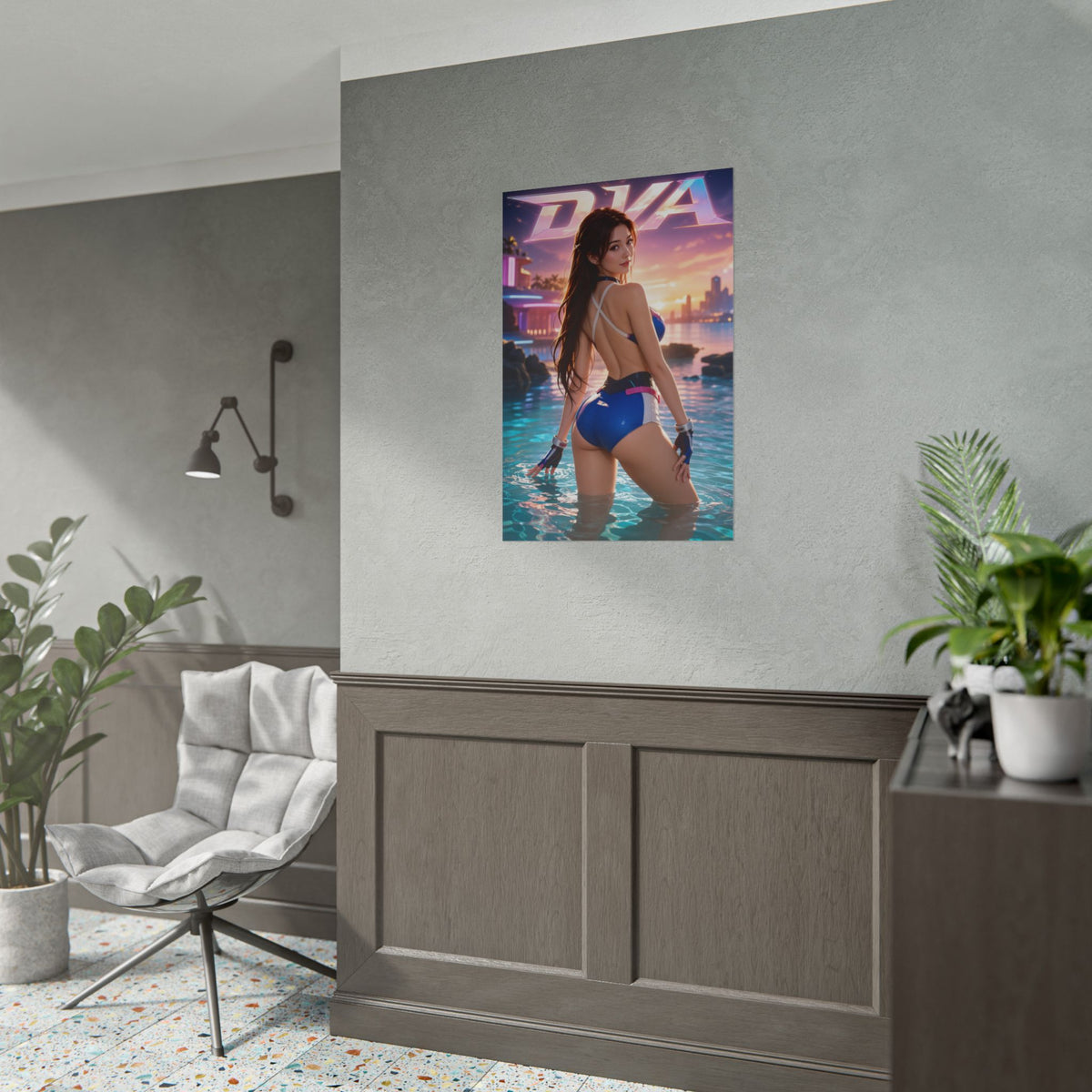 Gaming Wall Art D Va Overwatch Poster Bedroom Game Room Decor Art Print