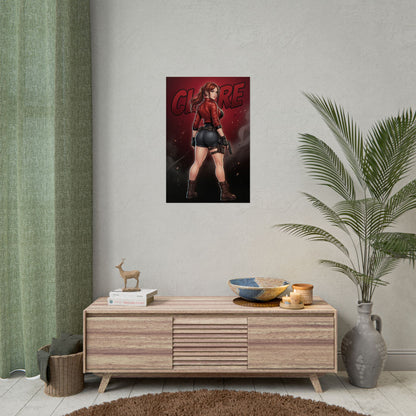 Claire Redfield Poster, Resident Evil Wall Art, Horror Game Print, Survival Action Decor, Gamer Gift Idea