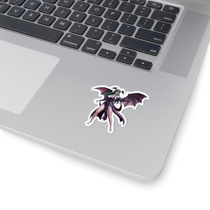 Morrigan Aensland Sticker – Darkstalkers Vinyl Sticker for Laptops & Indoor Decor laptop with glossy Morrigan Aensland vinyl sticker applied
