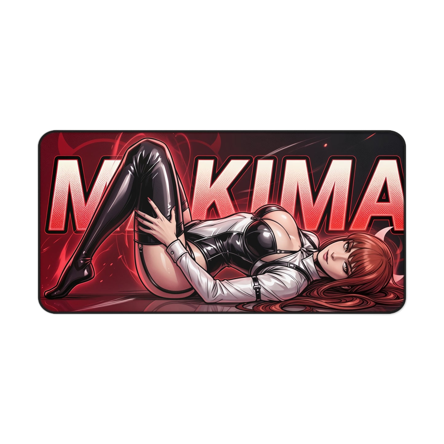 Makima Mouse Pad – Anime Gaming Mouse Pad, Stylish Gamer Desk Decor with reclining Makima character art on red background