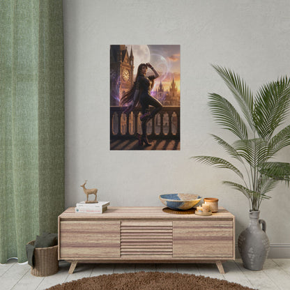 Bayonetta Poster – Iconic Action Witch Heroine Wall Art for Gamer Decor displayed in modern living room above console, ultra-high resolution print