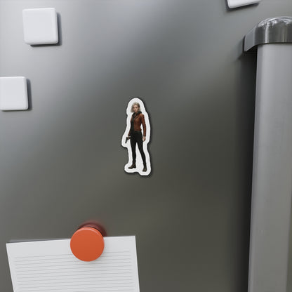 Grace Ashcroft Magnet, Resident Evil Fridge Magnet, Horror Game Decor, Gamer Gift - vinyl anime-style character magnet on gray fridge