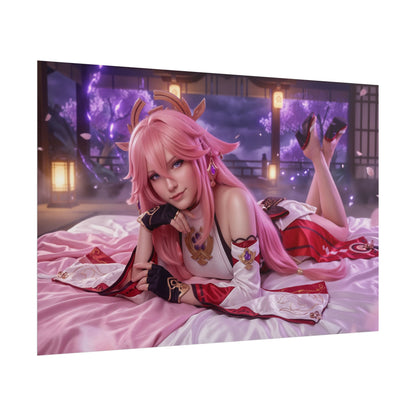 Yae Miko Poster, Genshin Impact Wall Art, Anime Print Decor