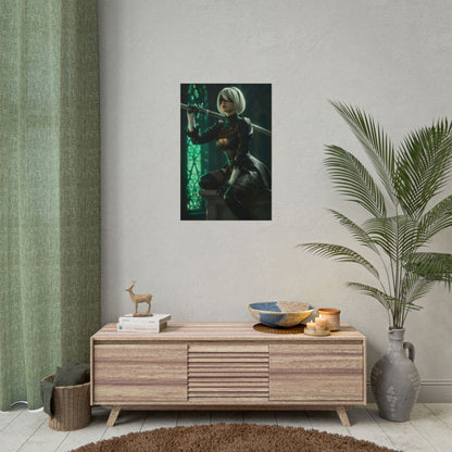 2B NieR Automata Poster – Iconic Android Heroine Wall Art for Gamer Decor