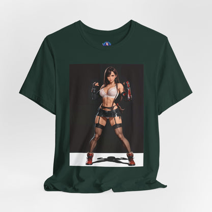 Tifa Lockhart Grafik-T-Shirt | Final Fantasy VII Shirt für Anime-Fans | Sexy Heldin Gaming-T-Shirt