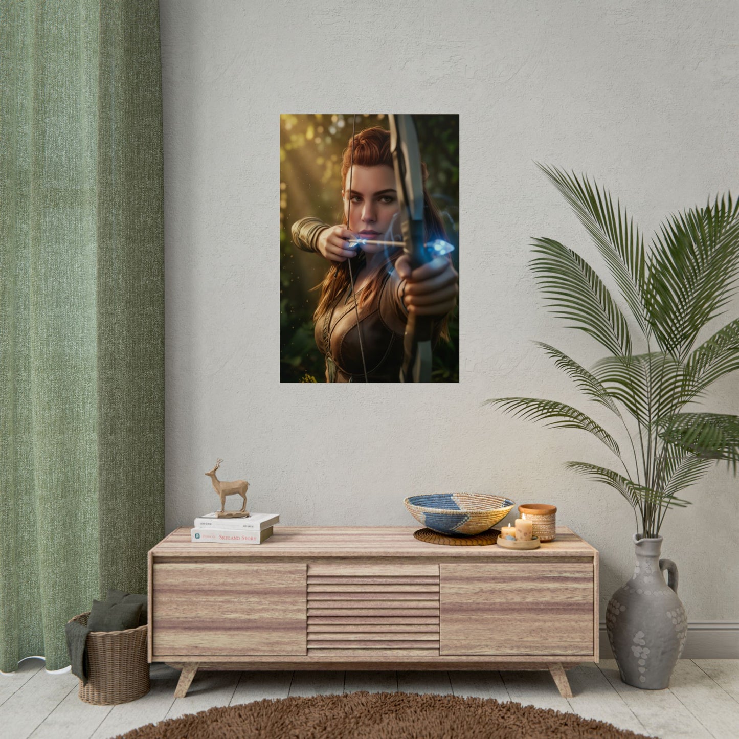 Aloy Horizon Poster, Horizon Zero Dawn Wandkunst, Bogenschützin-Druck, Gaming-Zimmer-Deko, Gamer-Geschenkidee
