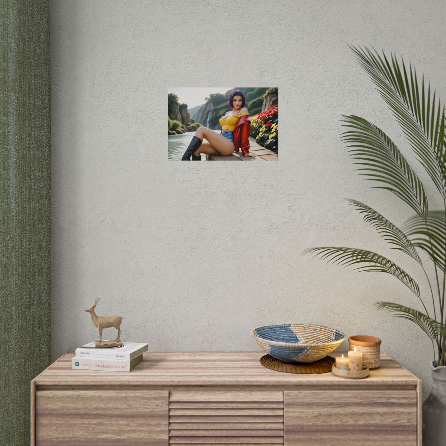 Anime-Waifu-Poster | Faye Valentine-Druck für Retro-Sci-Fi-Zimmerdeko