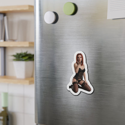 Black Widow Magnet – Marvel Heroine Fridge Magnet, Anime Style Decor premium die-cut vinyl magnet on stainless fridge showing anime-style Black Widow art
