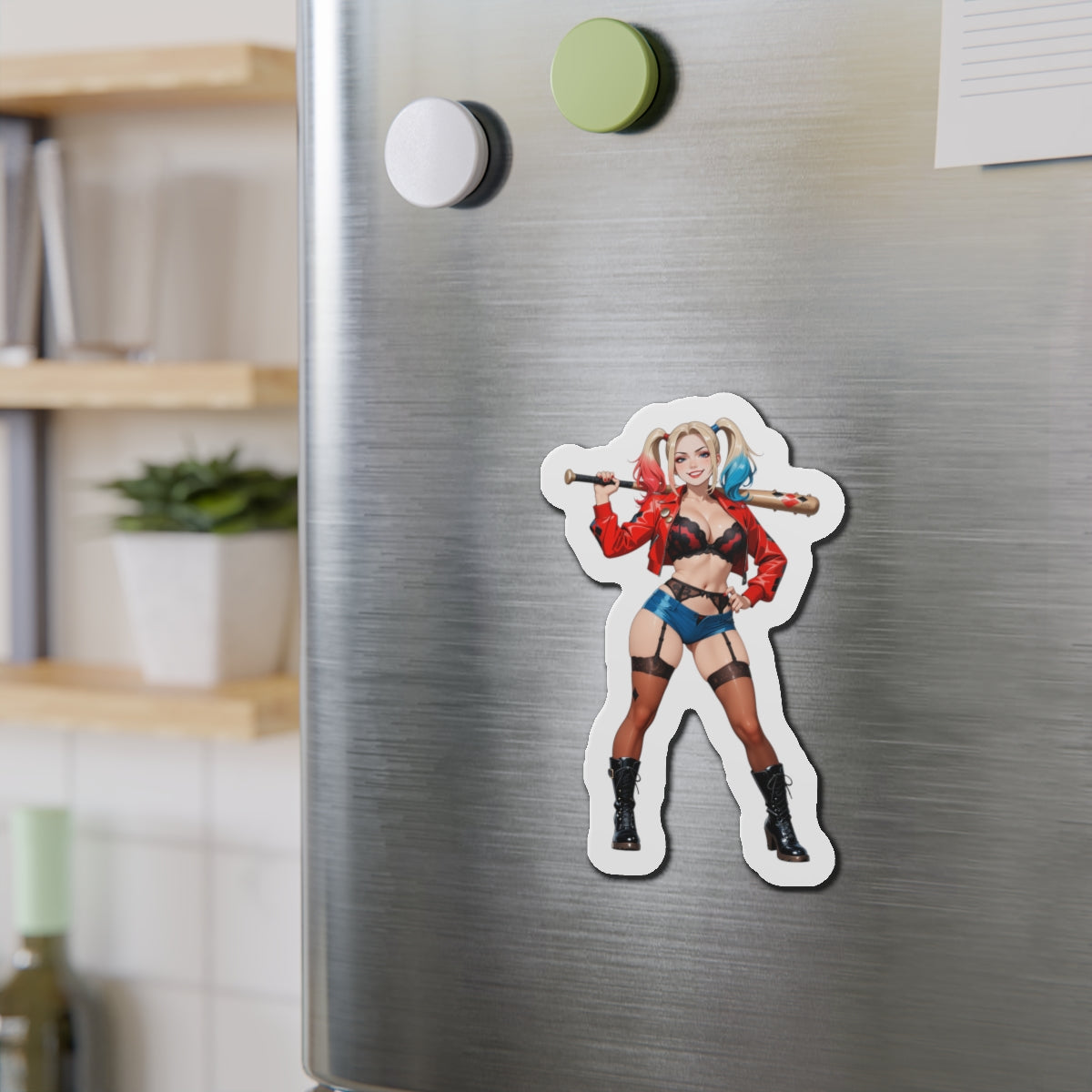 Harley Quinn Magnet – Anime-Bösewicht-Magnet, süße Comic-Kühlschrankdekoration