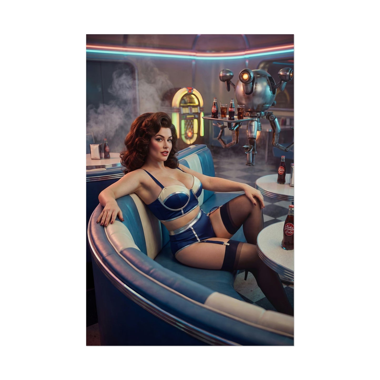 Fallout Retro Diner Woman Poster / Fallout Retro Wall Art / Fallout Retro Art Print / Fallout Poster - vintage pin-up Fallout woman in diner