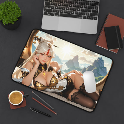 Ningguang Schreibtischunterlage, Genshin Impact Heldinnen-Mauspad, Elegantes Anime-Gaming-Schreibtisch-Setup