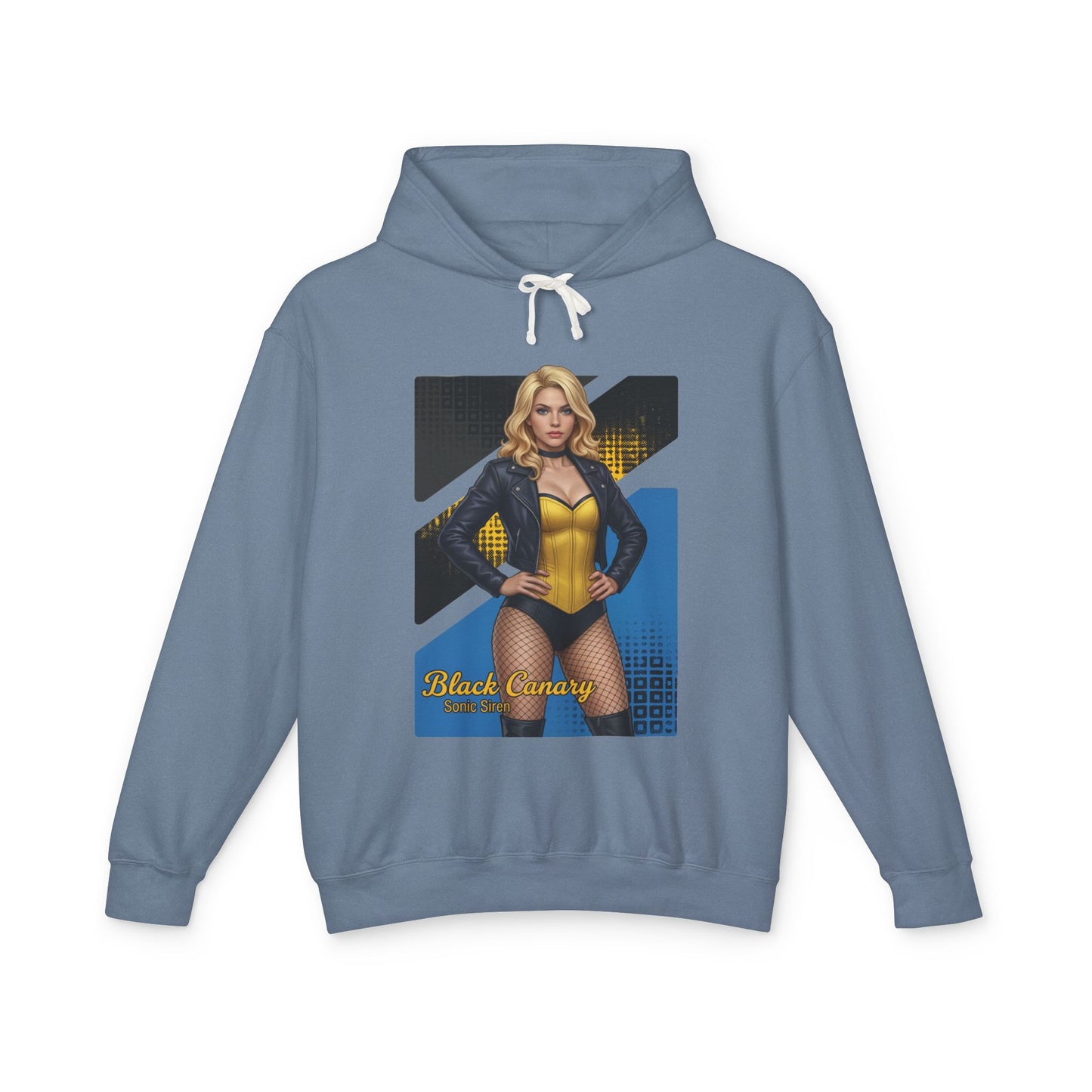 Black Canary Hoodie | DC Comics Hoodie | Anime Superheroine Pullover - blue pullover with anime-style Black Canary illustration