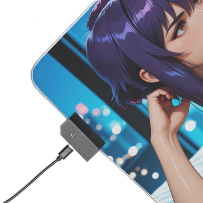 Motoko Kusanagi Desk Mat – LED RGB Pad, Cyber Waifu Anime Girl Setup
