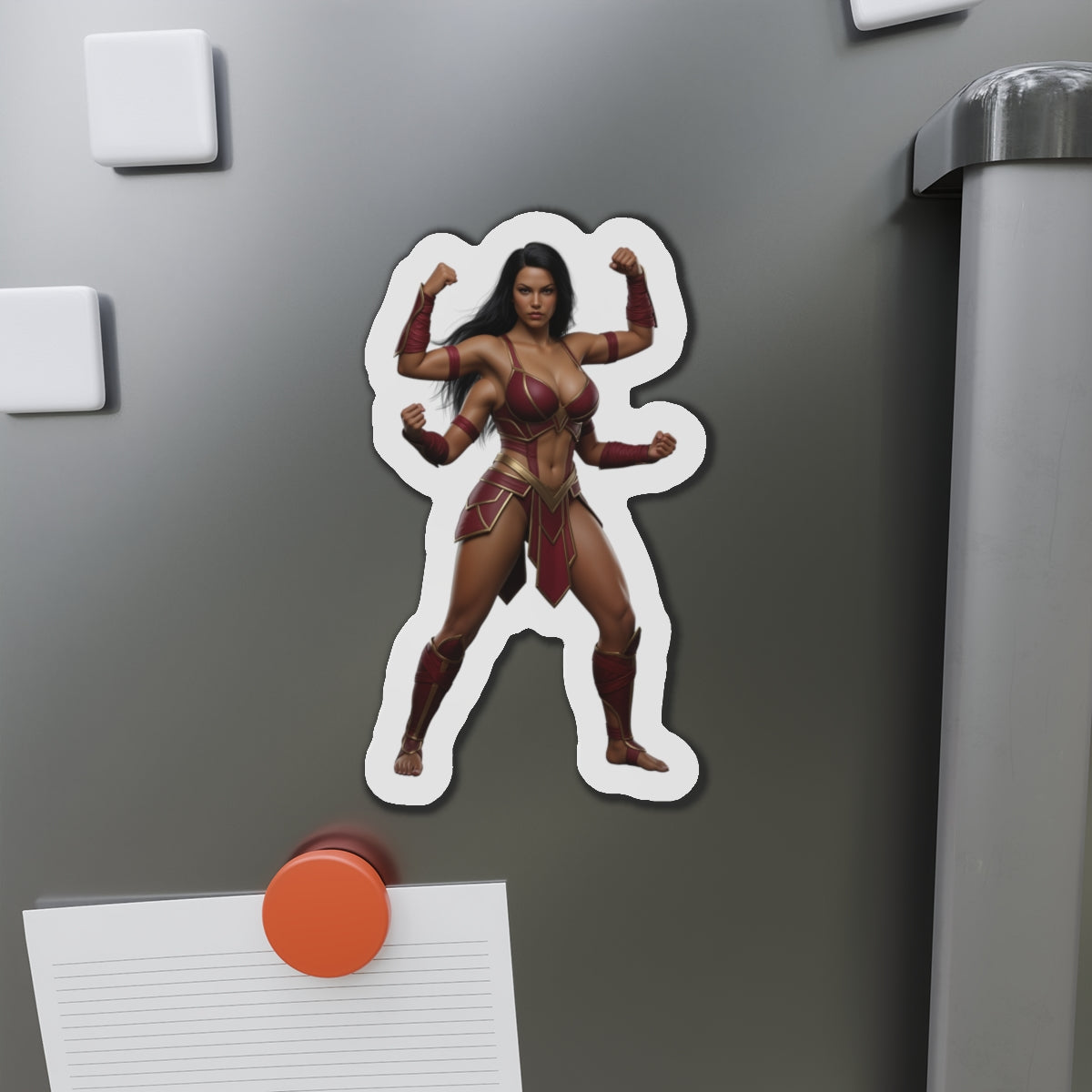 Sheeva Magnet – Mortal Kombat Warrior Fridge Magnet, Anime Style Decor premium die-cut vinyl fridge magnet showing Sheeva in anime-style pose