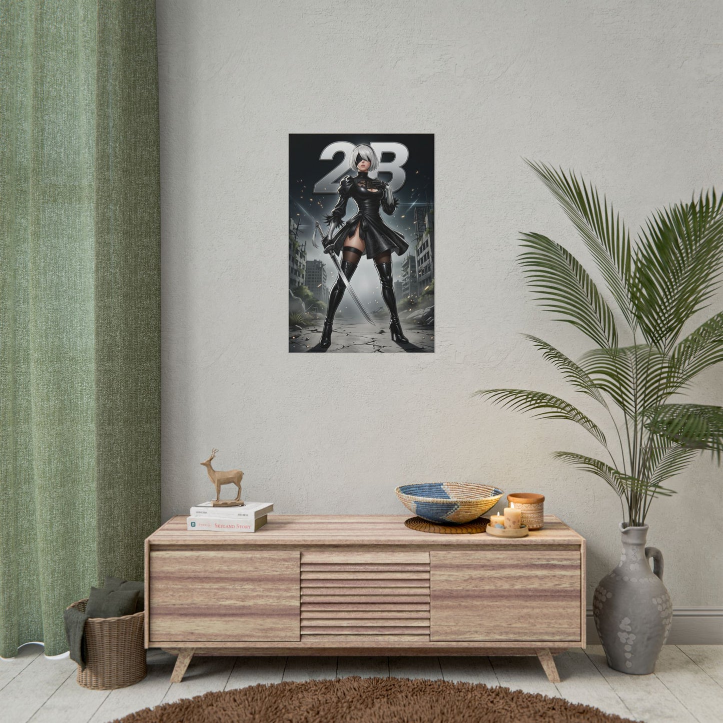 2B Nier Automata Art Print, Sci Fi Game Poster, Futuristic Woman Wall Decor, Gaming Room Setup, Gamer Gift