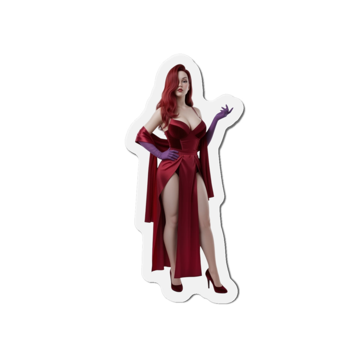Jessica Rabbit Magnet – Cartoon Icon Fridge Magnet, Anime Style Decor premium die-cut vinyl sticker showing elegant Jessica Rabbit in red gown