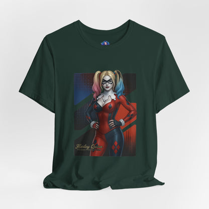 Harley Quinn T-Shirt | DC Comics Anime Tee for Gamers & Comic Fans - anime-style Harley Quinn on Bella Canvas 3001 tee