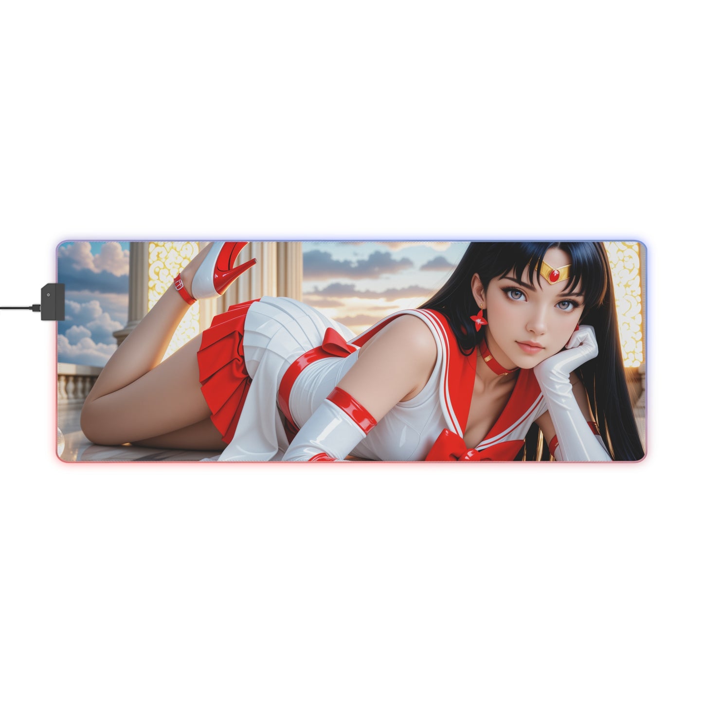 Килимок для столу Sailor Mars – світлодіодний RGB-підкладка, ігровий комплект із зображенням дівчини з аніме Waifu