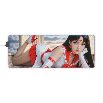 Килимок для столу Sailor Mars – світлодіодний RGB-підкладка, ігровий комплект із зображенням дівчини з аніме Waifu