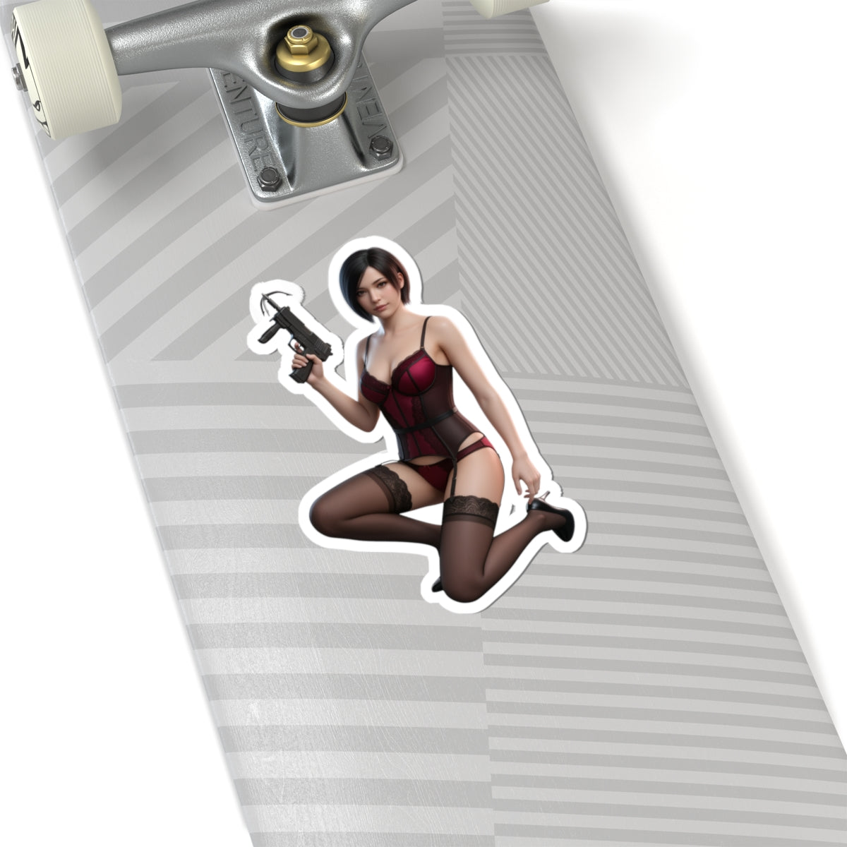 Ada Wong Sticker – Survival Game Vinyl Sticker for Laptops & Indoor Decor on skateboard, glossy durable vinyl character decal for fans