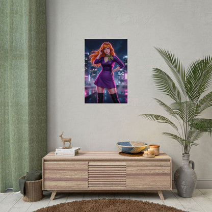 Daphne Blake Scooby Doo Poster Cartoon Woman Wall Art Purple Outfit Girl Print Classic Character Gaming Room Decor Gift