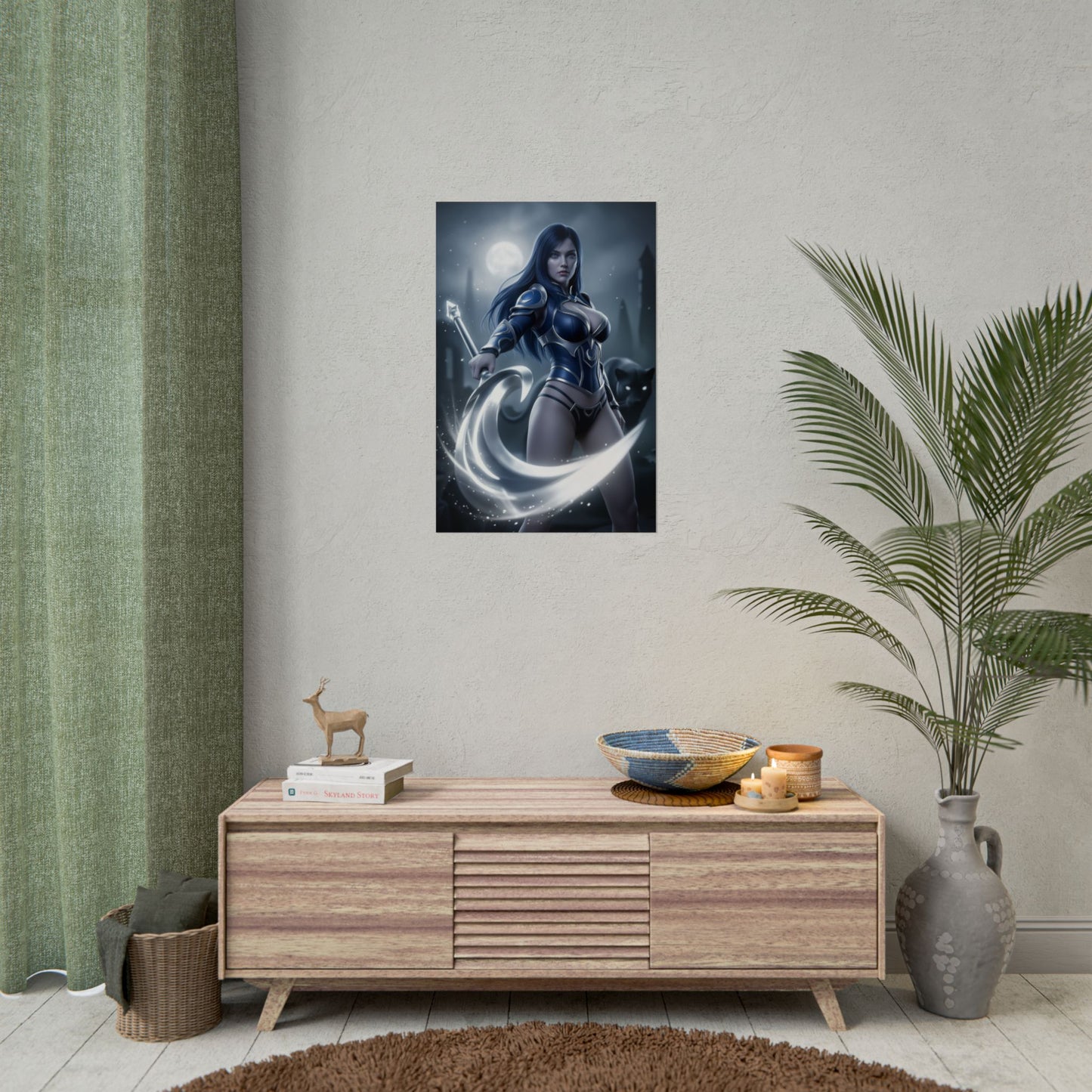 Luna Dota 2 Poster, Dota 2 Wall Art Print, Moon Rider Girl Decor, Fantasy Game Wall Art, Gamer Gift