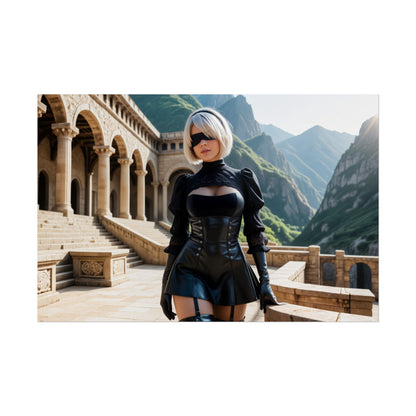 Аніме-постер 2B | Настінне мистецтво в стилі кібервайфу для ігрової обстановки або кімнати отаку