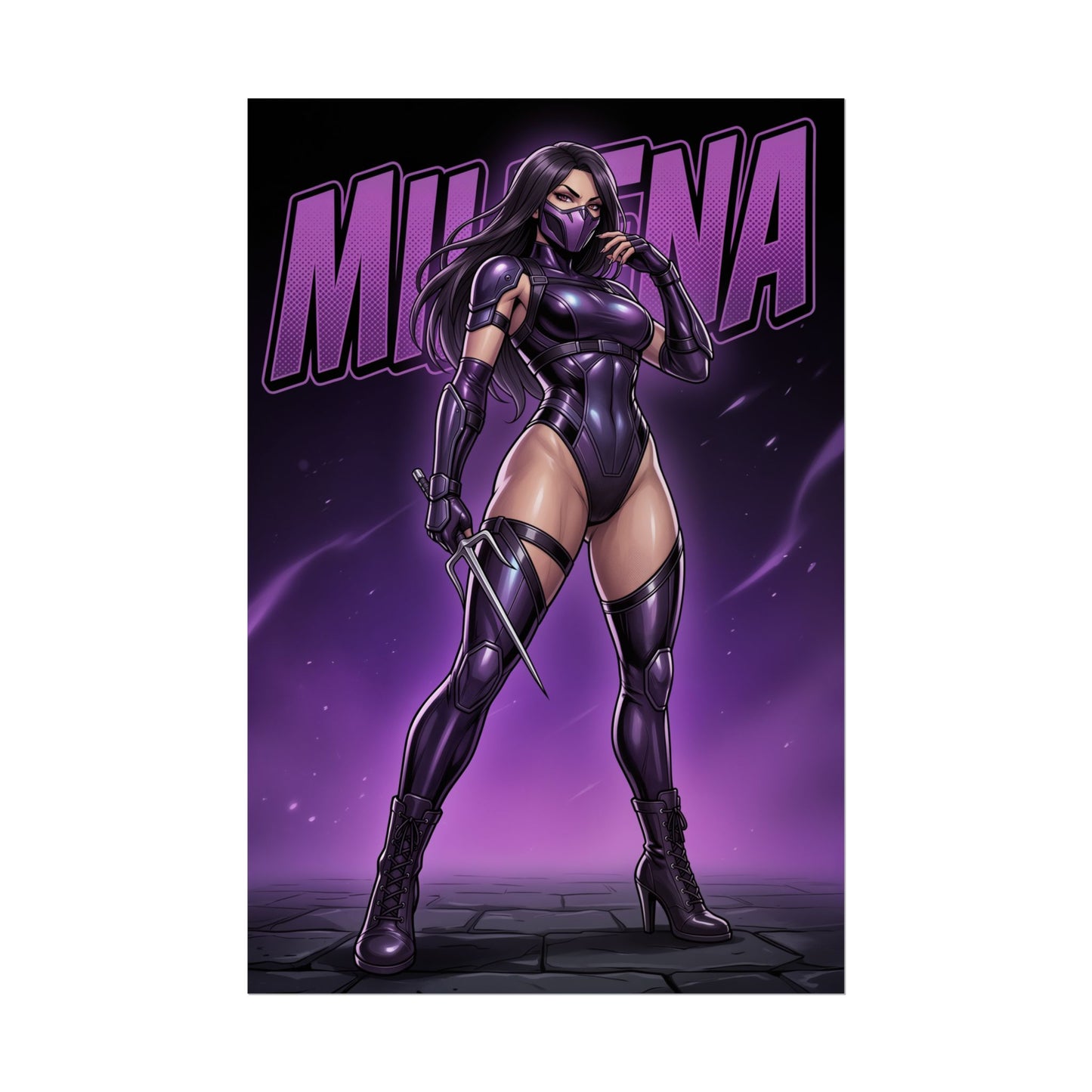 Mileena Mortal Kombat Poster, Mortal Kombat Wall Art, Ninja Fighter Girl Print, Fighting Game Wall Art, Gamer Gift