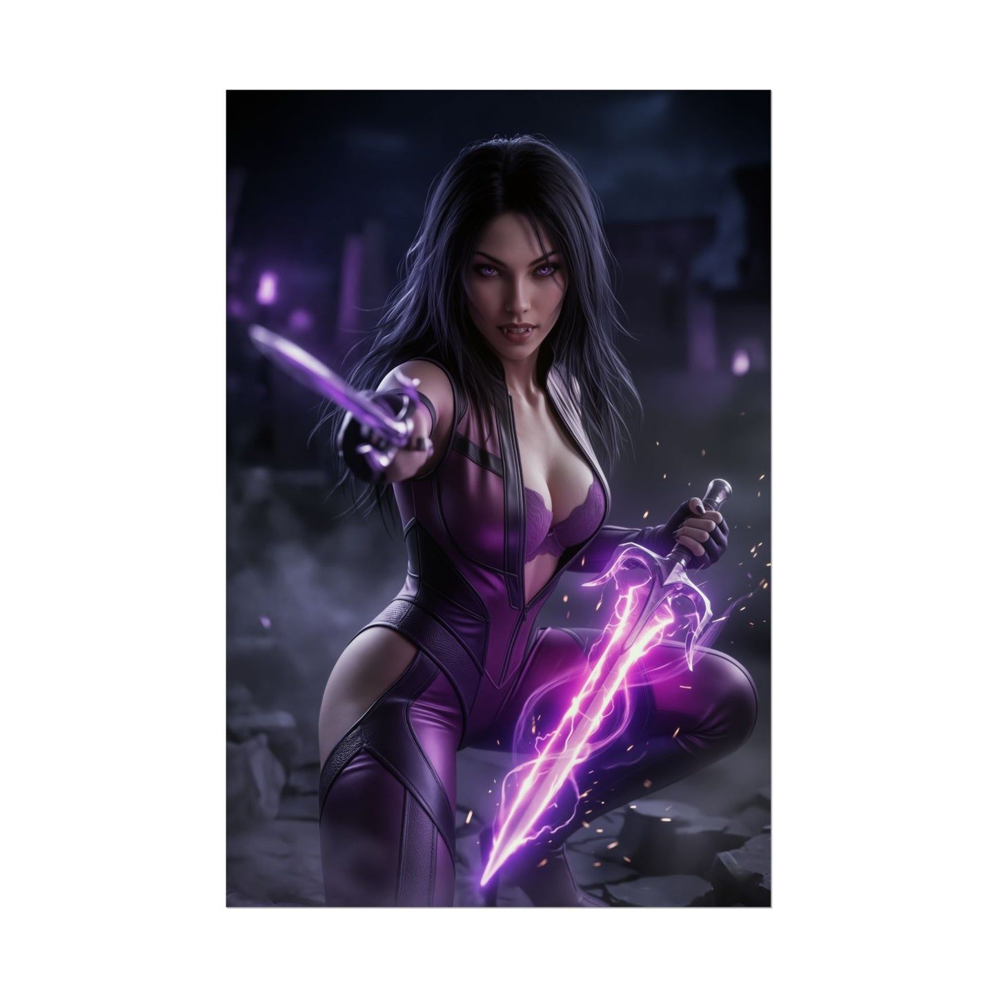 Mileena Mortal Kombat Poster, Mortal Kombat Wall Art, Fighting Game Girl Print, Ninja Fighter Decor, Gamer Gift