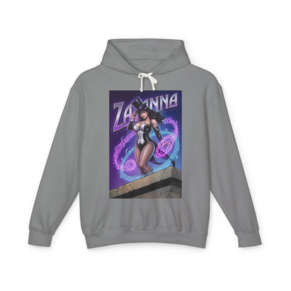 Zatanna Hoodie | DC Magic Hero Hoodie | Master Illusionist Pullover gray streetwear hoodie featuring Zatanna art with magical purple sigils