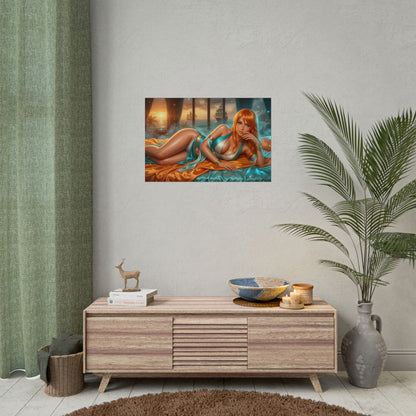 Nami One Piece Poster, Anime Wall Art, Fantasy Print, Gamer Decor