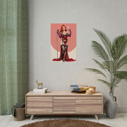 Jessica Rabbit Poster, Anime-Mädchen im roten Kleid Kunstdruck, Pin-up-Waifu Wanddeko
