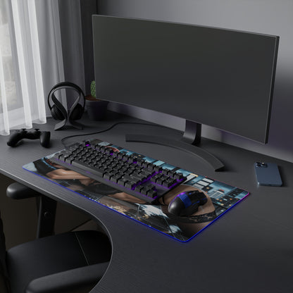 Batgirl Desk Mat – LED RGB Pad, Waifu Hero Anime Girl Gaming Setup