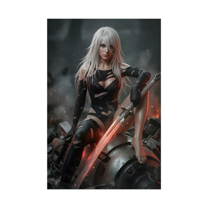 A2 Nier Automata Art Print, Sci Fi Warrior Poster, Android Girl Wall Decor, Gaming Room Wall Art, Gamer Gift