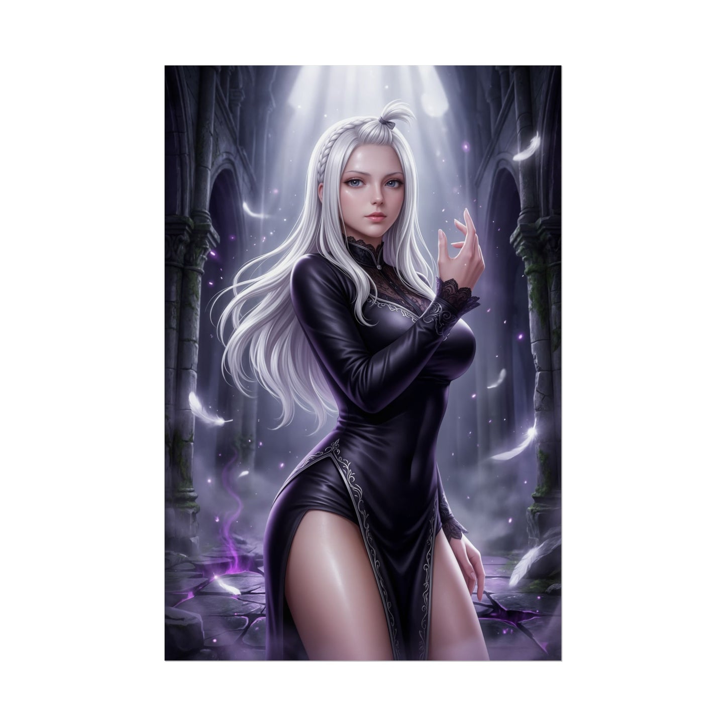 Mirajane Strauss Fairy Tail Poster Anime Girl Wall Art Fantasy Woman Print White Hair Character Gaming Room Decor Gift