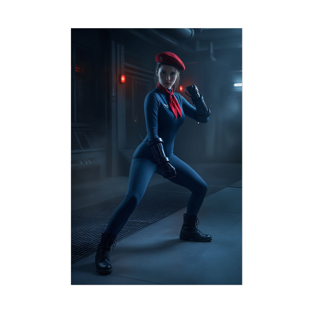 Juli Poster, Street Fighter Art Print  Iconic Fighting Game Heroine featuring a poised assassin-style heroine in a dynamic fighting stance