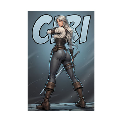 Ciri Witcher Art Print, Fantasy Game Poster, White Hair Warrior Girl Decor, RPG Wall Art, Gamer Gift