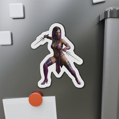 Mileena Magnet – Mortal Kombat Villain Fridge Magnet, Anime Style Decor premium die-cut vinyl magnet showing Mileena in anime-style pose on a fridge