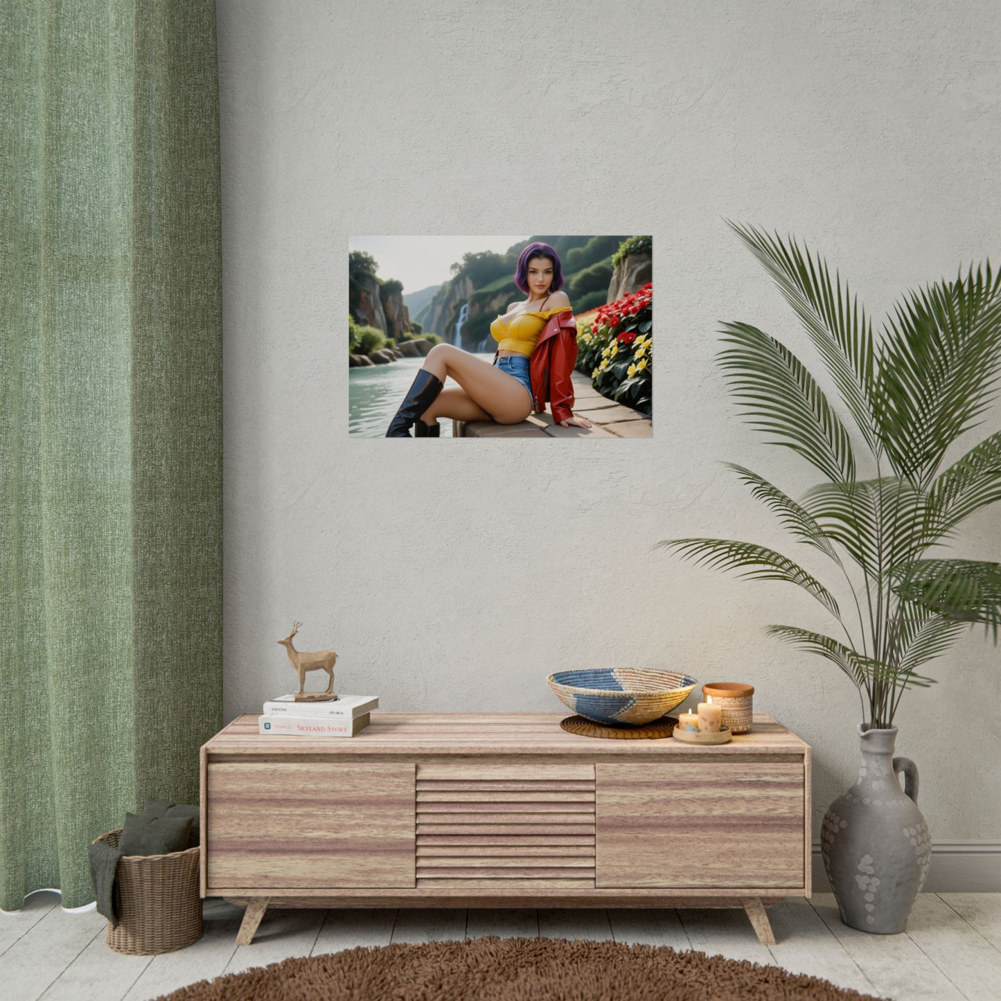 Anime-Waifu-Poster | Faye Valentine-Druck für Retro-Sci-Fi-Zimmerdeko