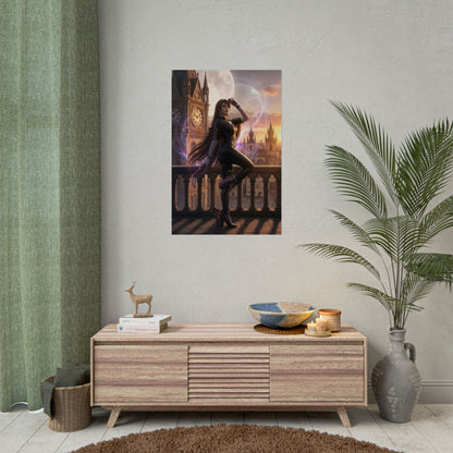 Bayonetta Poster – Iconic Action Witch Heroine Wall Art for Gamer Decor showcasing stylish witch heroine on balcony in vivid ultra-high resolution