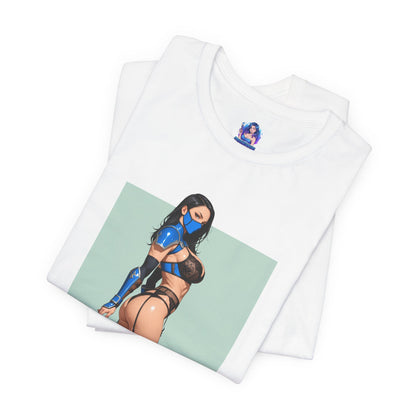 Kitana Grafik-T-Shirt | Mortal Kombat T-Shirt für Otakus und Kampfspielfans | Blaues Ninja-Waifu-Shirt