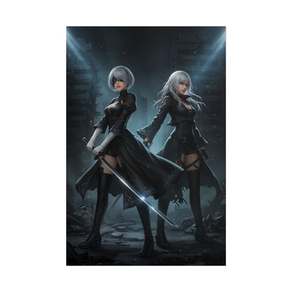 2B and A2 NieR Automata Poster – Iconic Android Heroines Wall Art