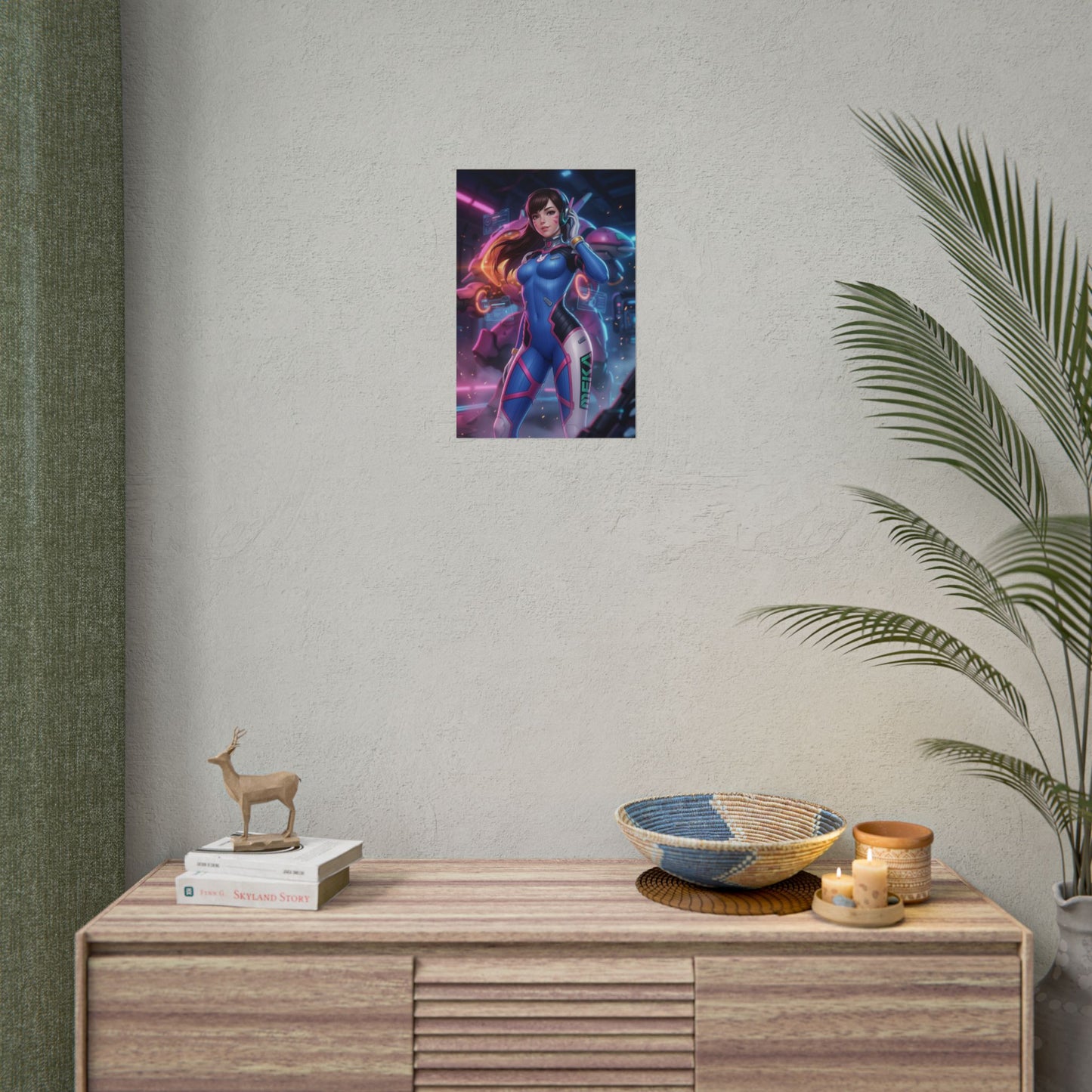 D.Va Overwatch Poster Gamer Girl Wall Art Pink Hair Woman Print Mech Pilot Character Gaming Room Decor Gift