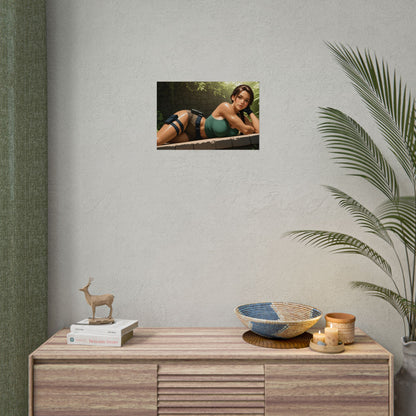 Настінний плакат з ігровою героїнею | Художній принт Лари Крофт Вайфу для облаштування або спальні