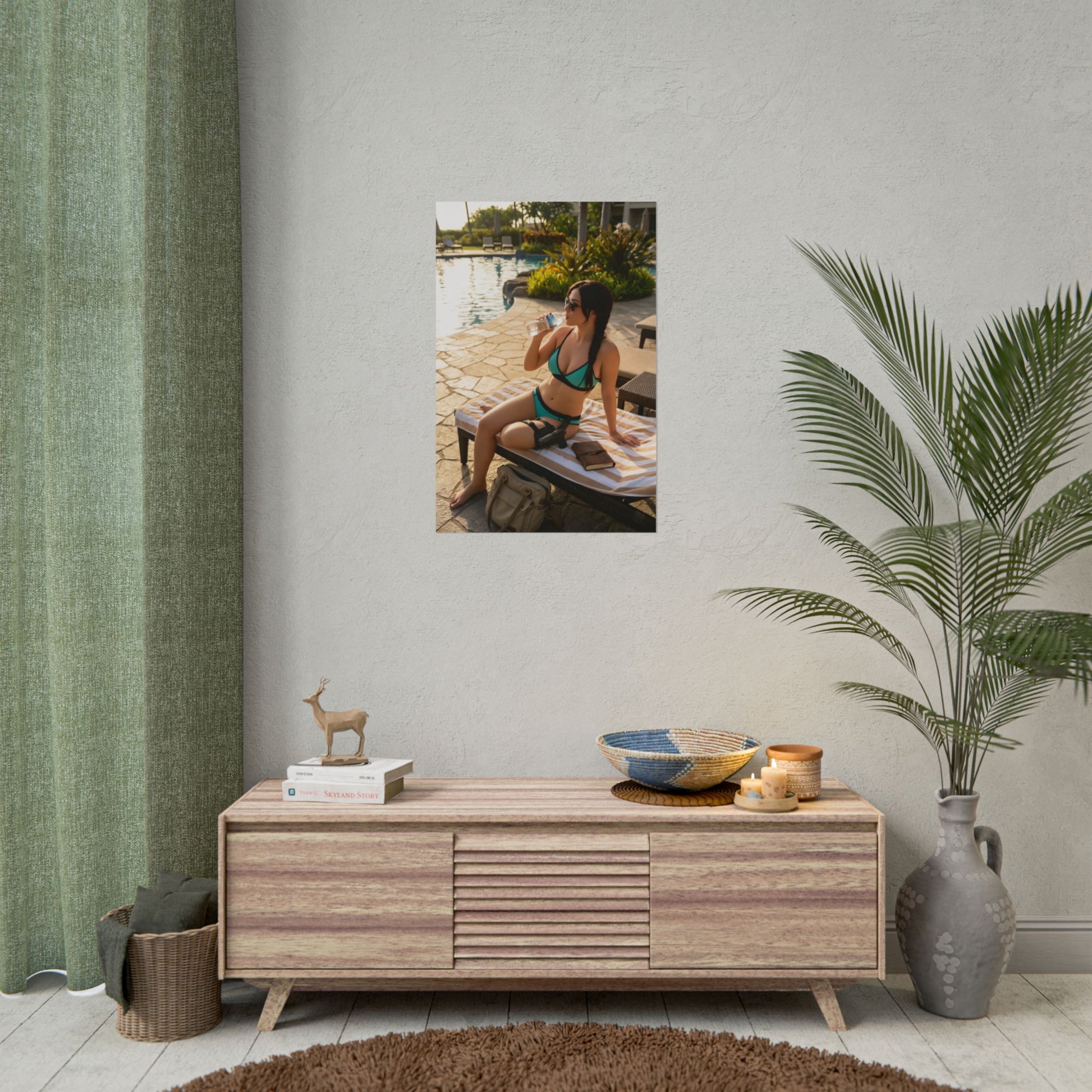 Lara Croft Poster, Tomb Raider Art Print – Iconic Adventure Heroine wall art showing dynamic heroine pose on semi-gloss print
